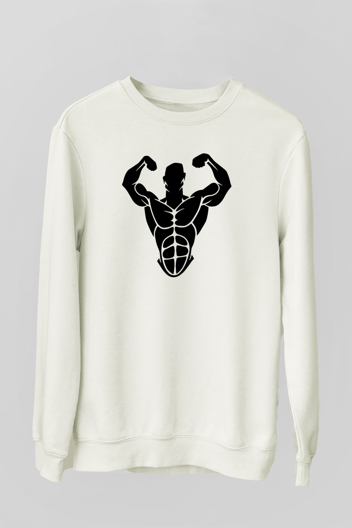 Vücut geliştirme Beyaz Unisex Sweatshirt