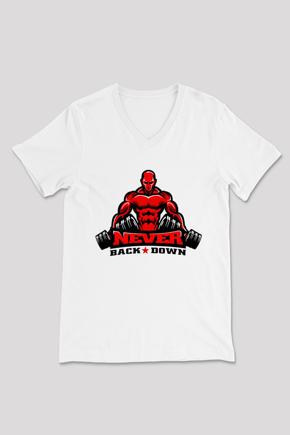 Vücut geliştirme Beyaz Unisex V Yaka Tişört T-Shirt