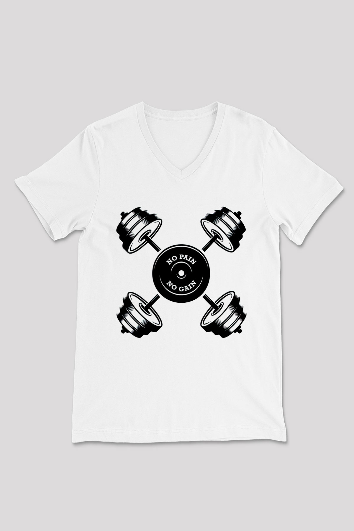 Vücut geliştirme Beyaz Unisex V Yaka Tişört T-Shirt