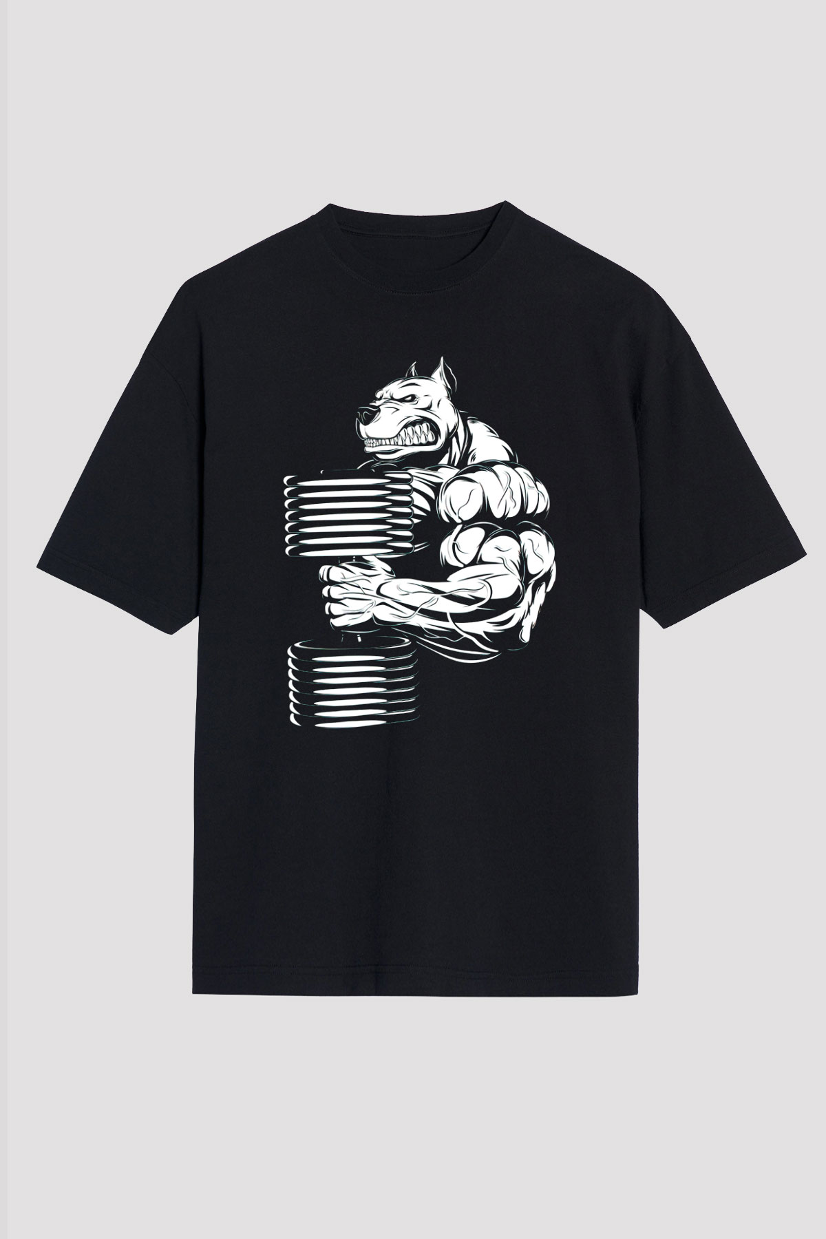 Vücut geliştirme Siyah Unisex Oversize Tişört T-Shirt