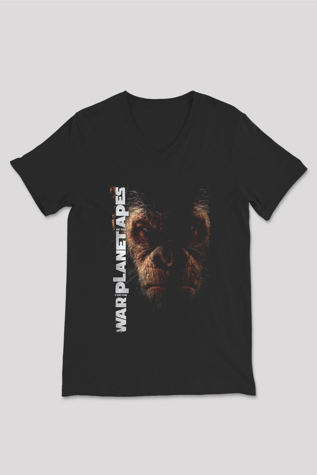 War for the Planet of the Apes Maymunlar Cehennemi Siyah Unisex V Yaka Tişört