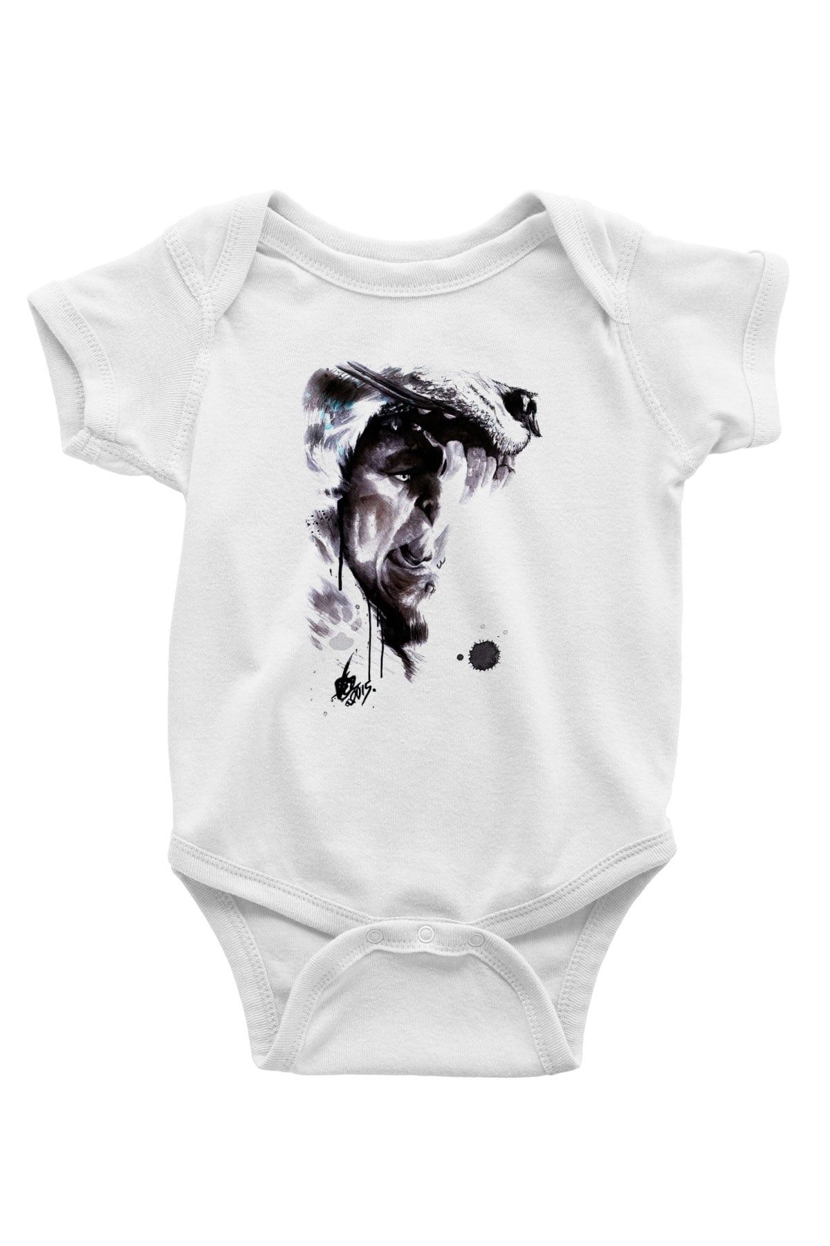 Warcraft Baskılı Beyaz Unisex Bebek Body - Zıbın