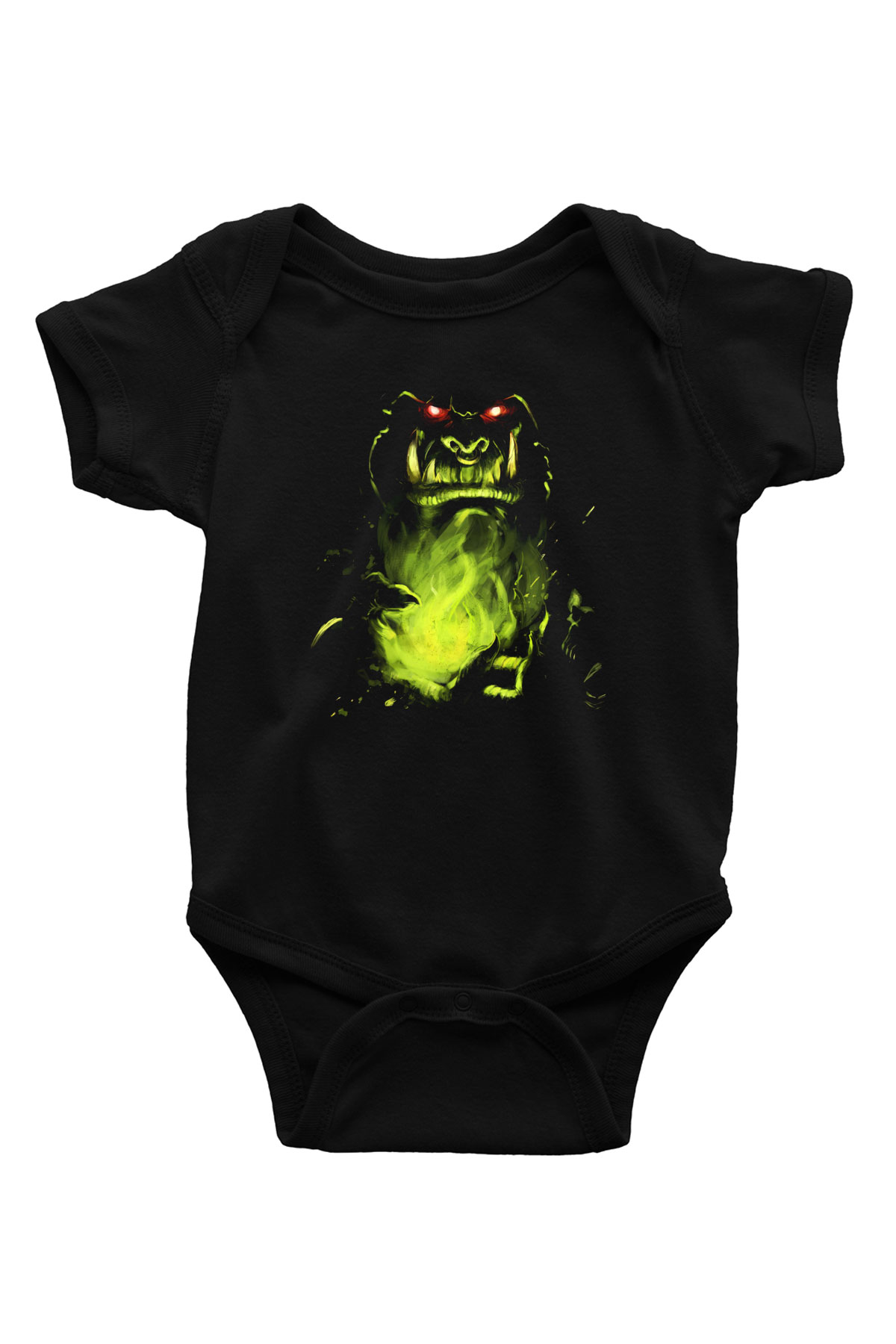 Warcraft Baskılı Siyah Bebek Body - Zıbın