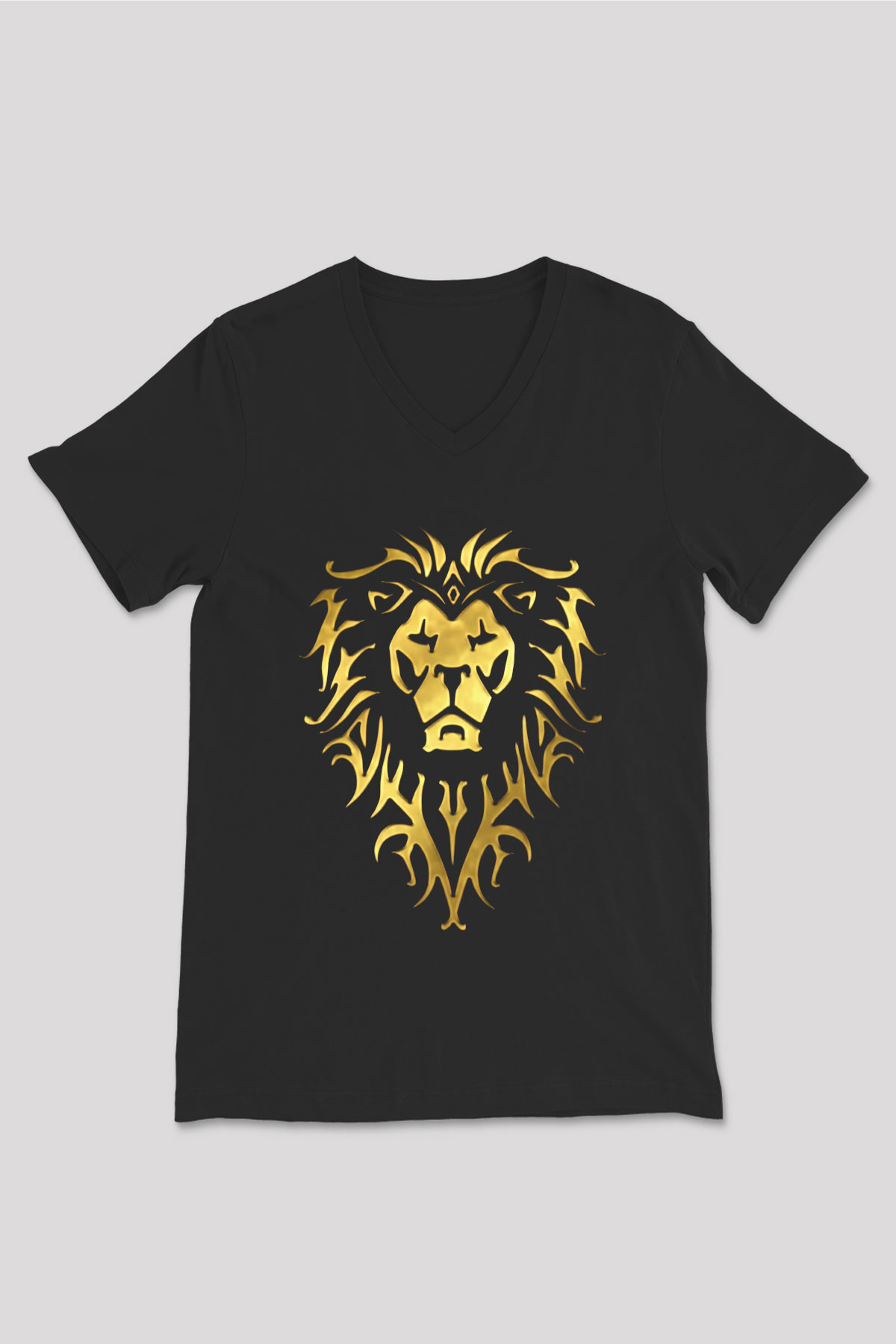 Warcraft Siyah Unisex V Yaka Tişört T-Shirt