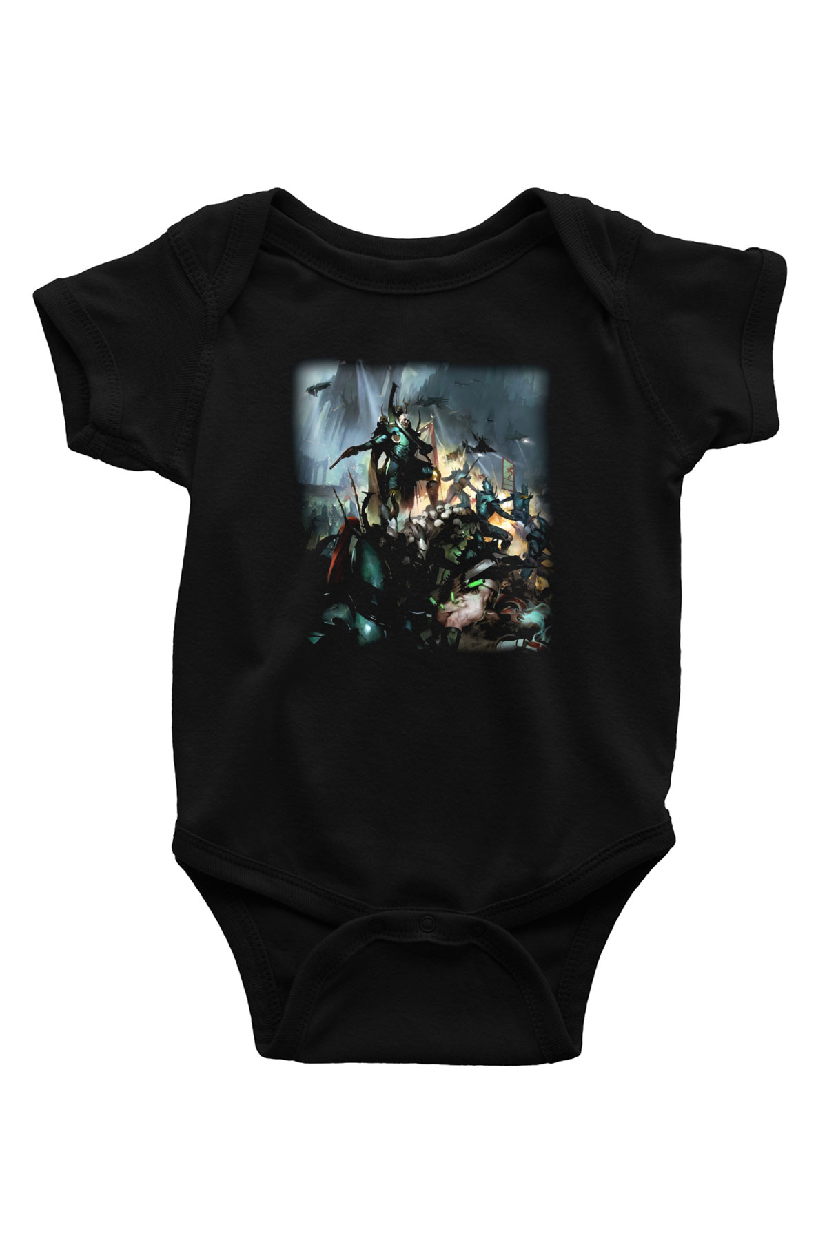 Warhammer Baskılı Siyah Bebek Body - Zıbın