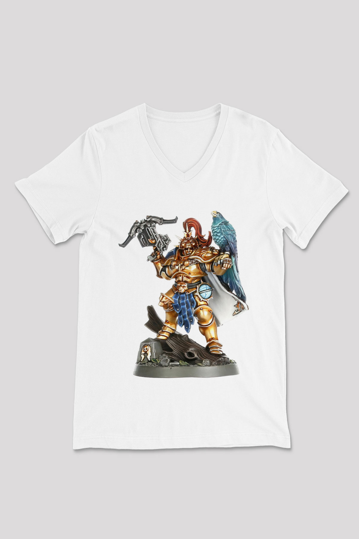 Warhammer Beyaz Unisex V Yaka Tişört