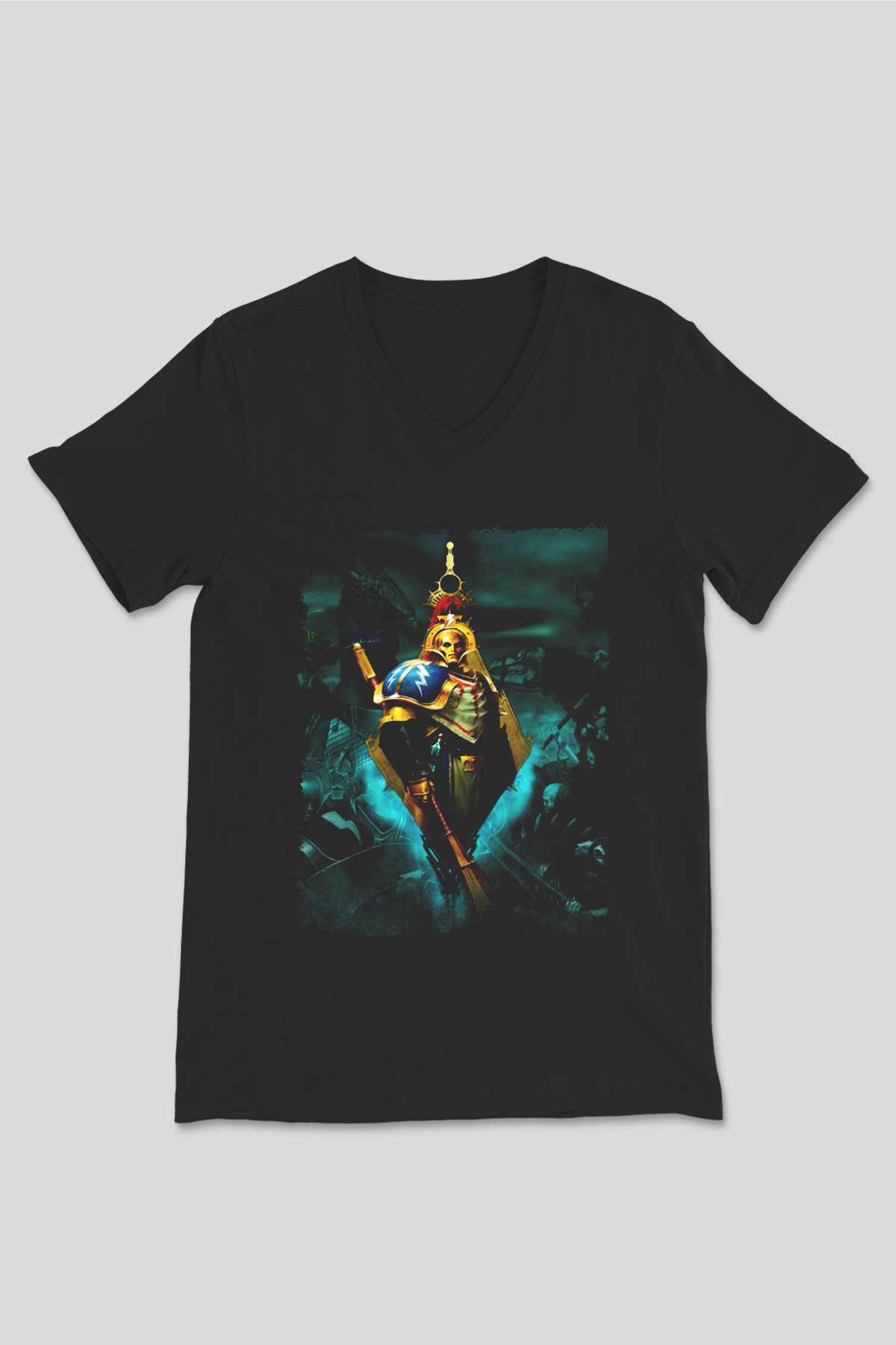 Warhammer Siyah Unisex V Yaka Tişört
