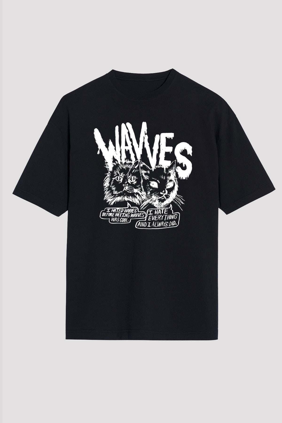 Wavves Siyah Unisex Oversize Tişört T-Shirt