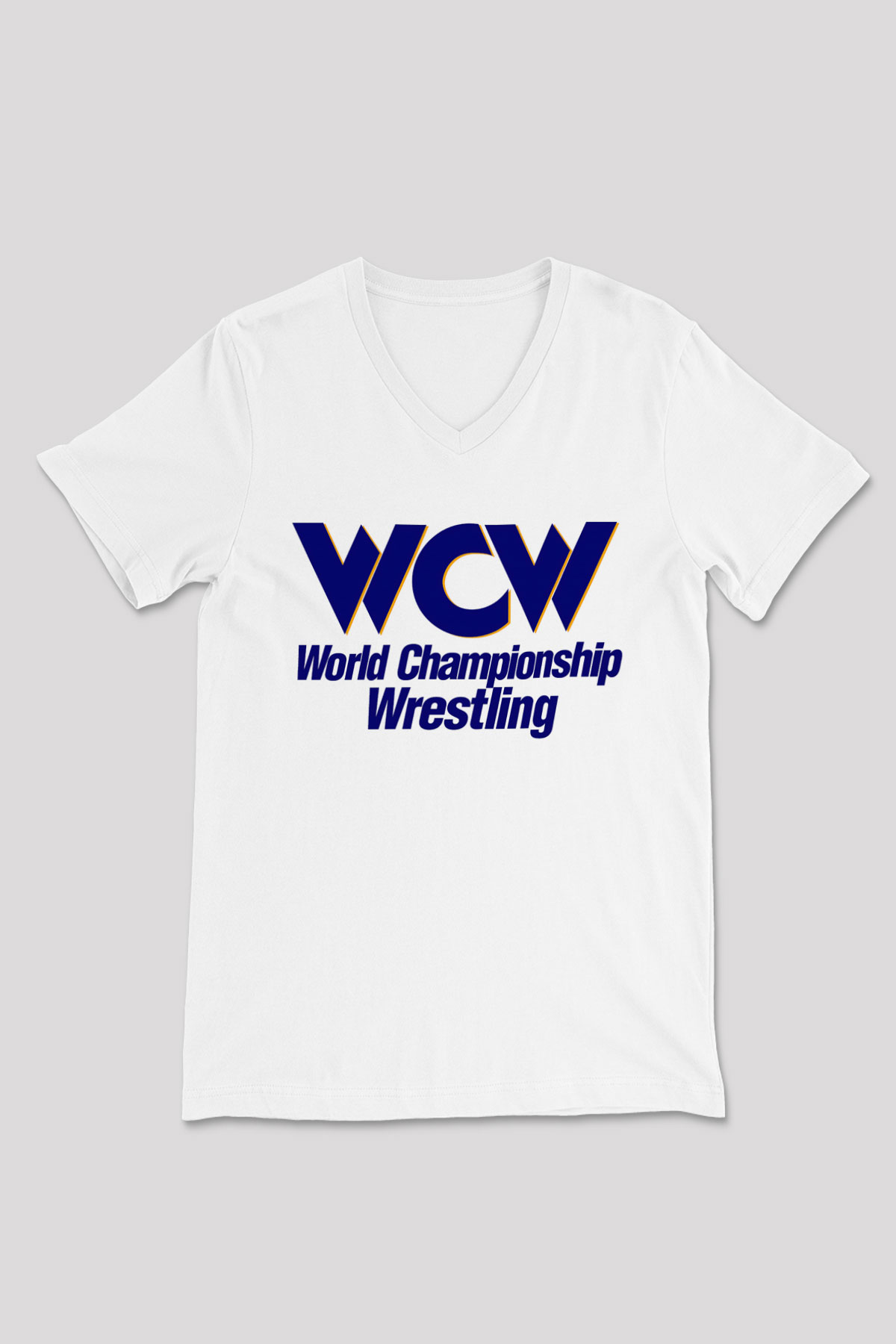 WCW Beyaz Unisex  V Yaka Tişört