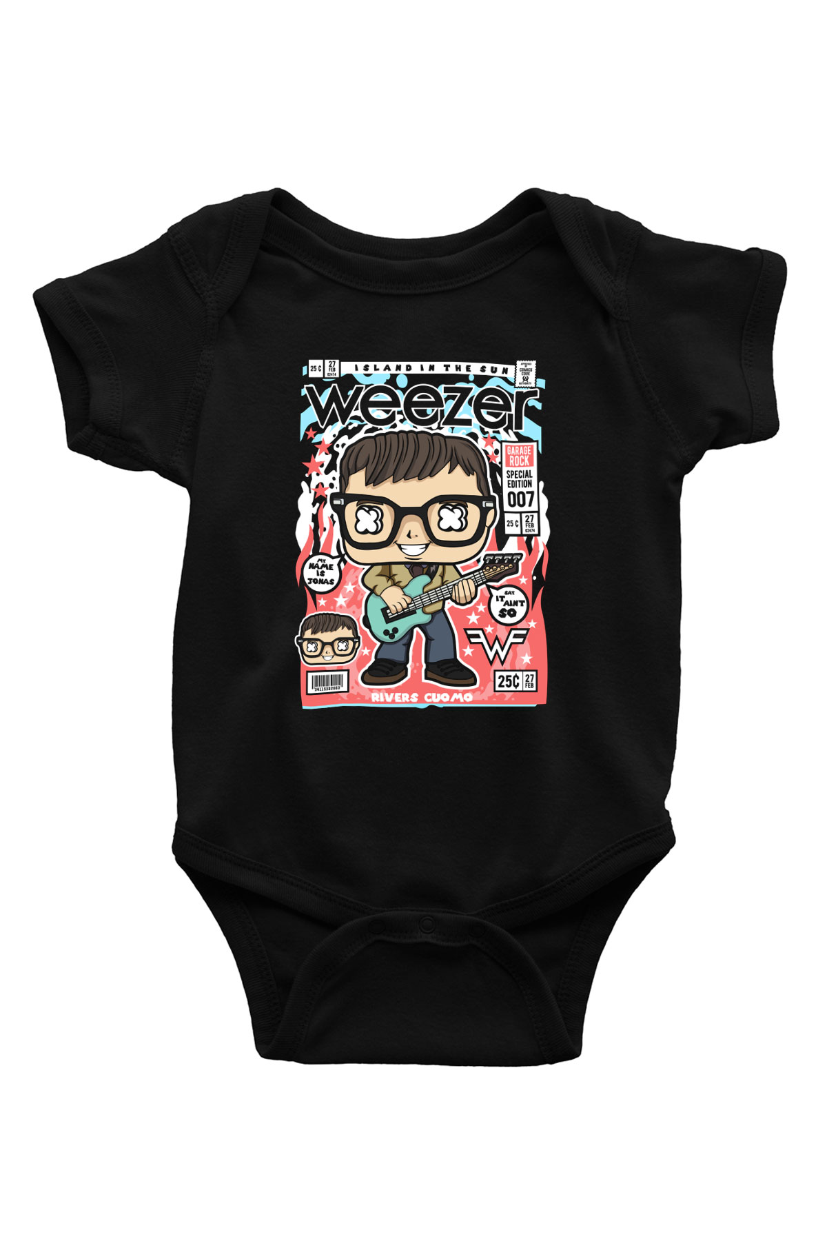 Weezer Baskılı Unisex Siyah Bebek Body - Zıbın