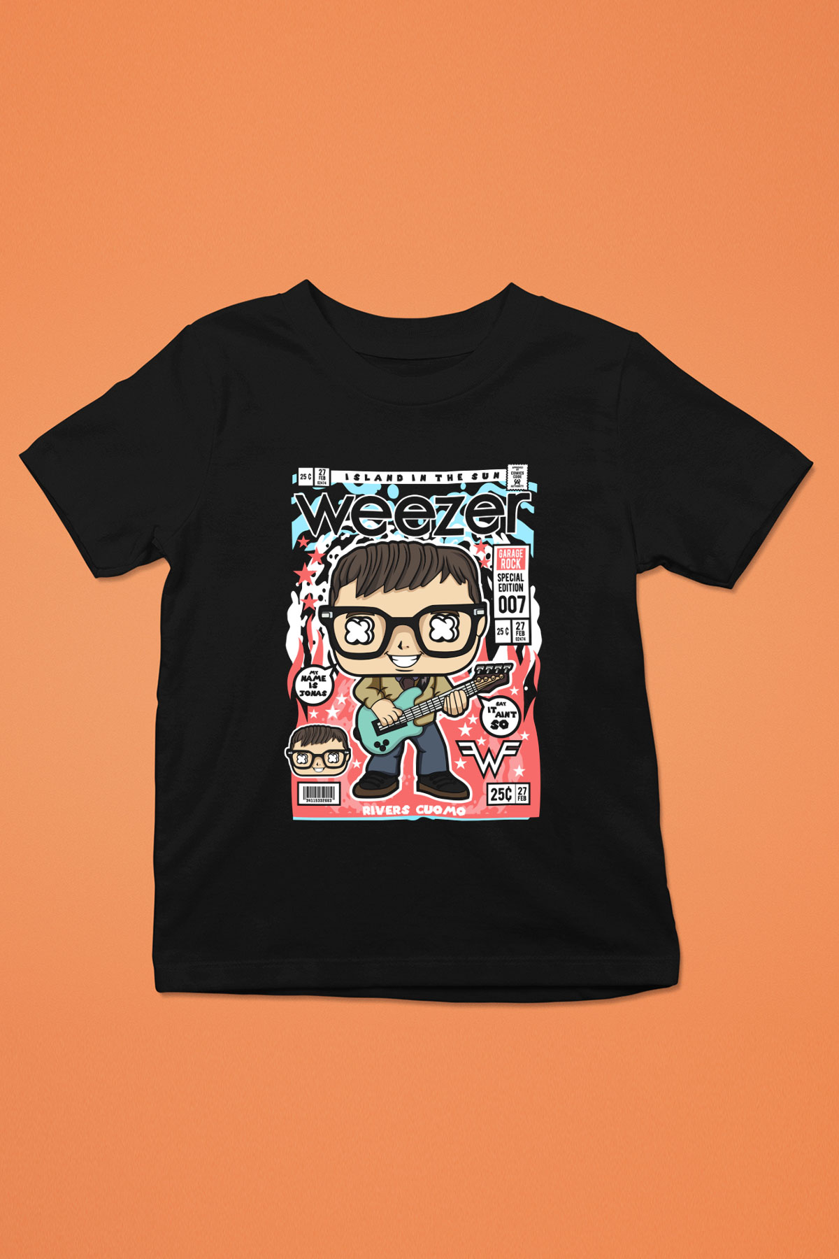 Weezer Baskılı Unisex Siyah Çocuk Tişört