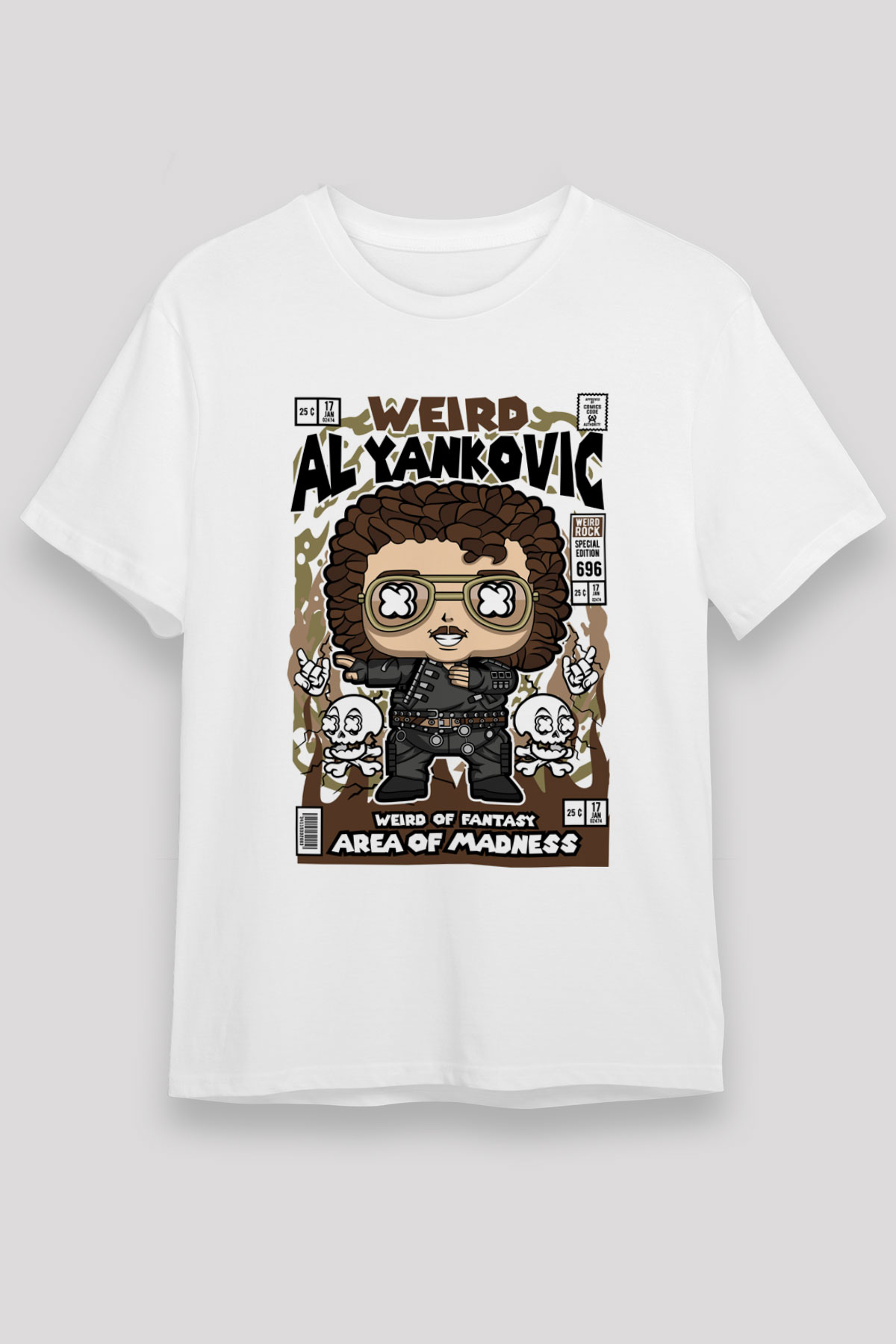 Weird Al Yankovic Baskılı Unisex Beyaz Tişört