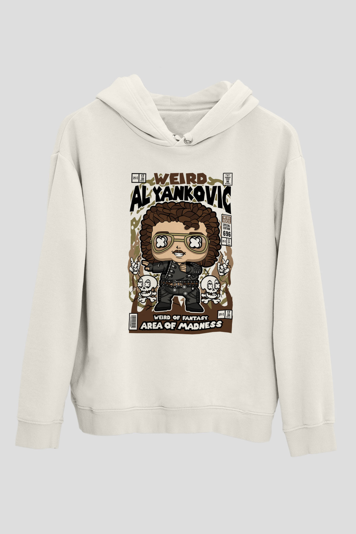Weird Al Yankovic Baskılı Unisex Beyaz Hoodie