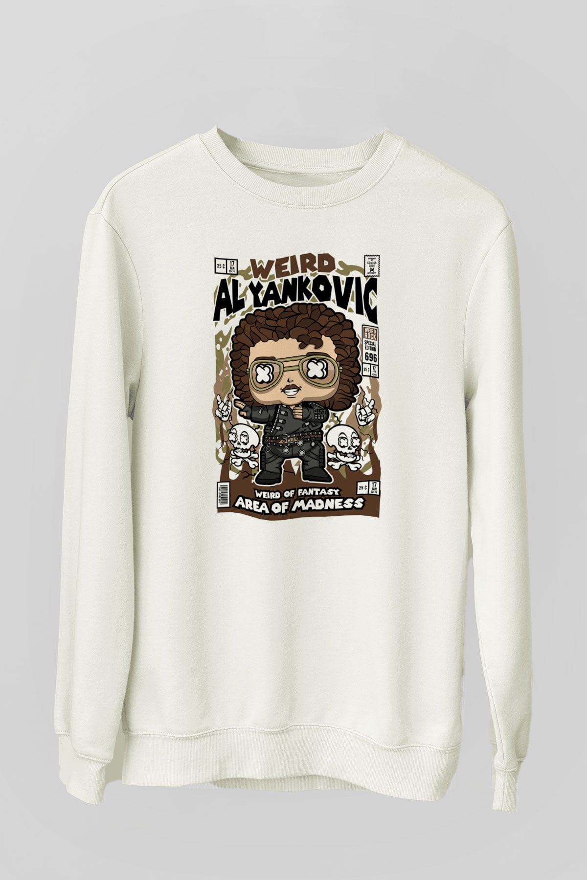 Weird Al Yankovic Baskılı Unisex Beyaz Sweatshirt