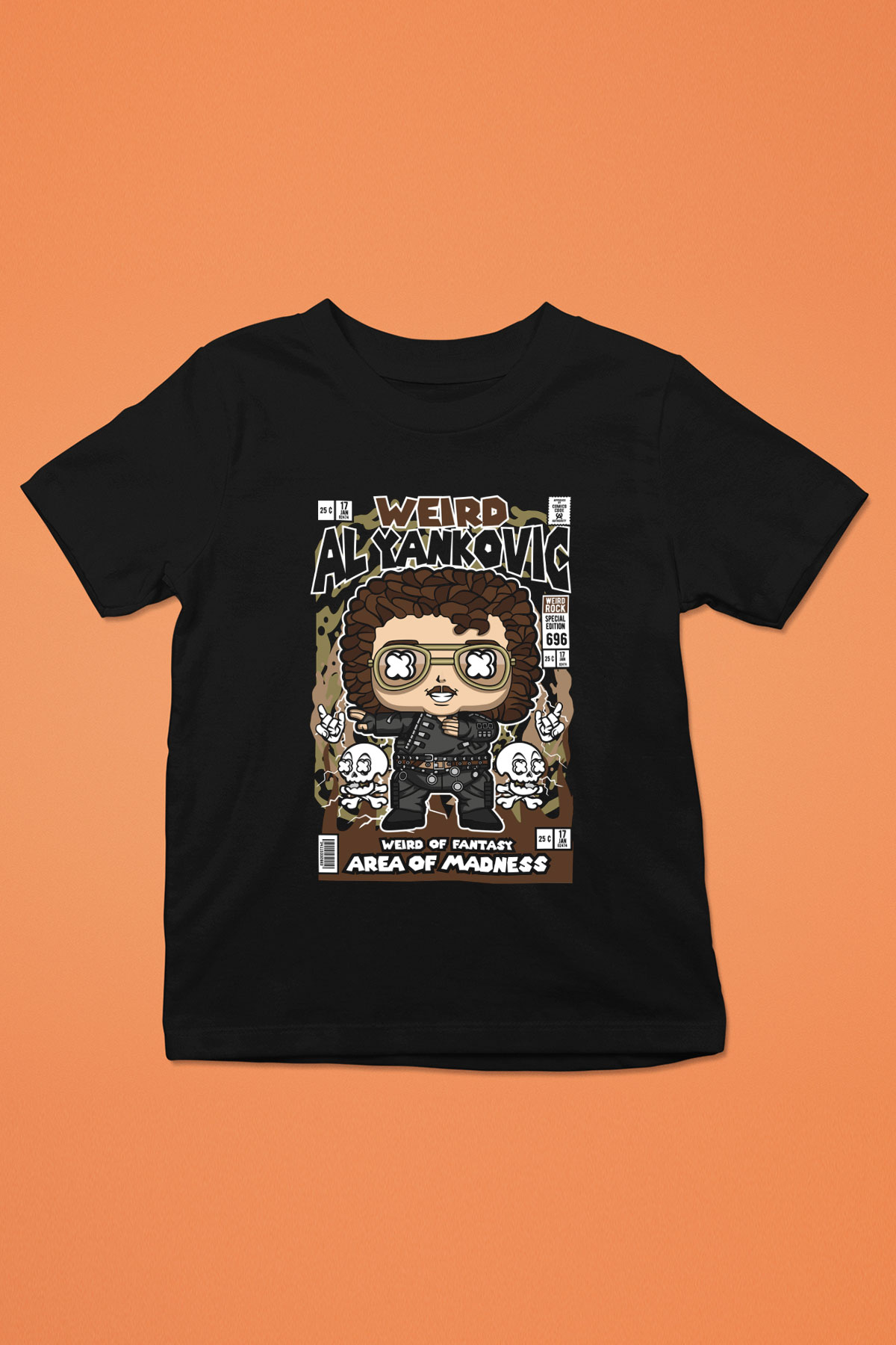 Weird Al Yankovic Baskılı Unisex Siyah Çocuk Tişört