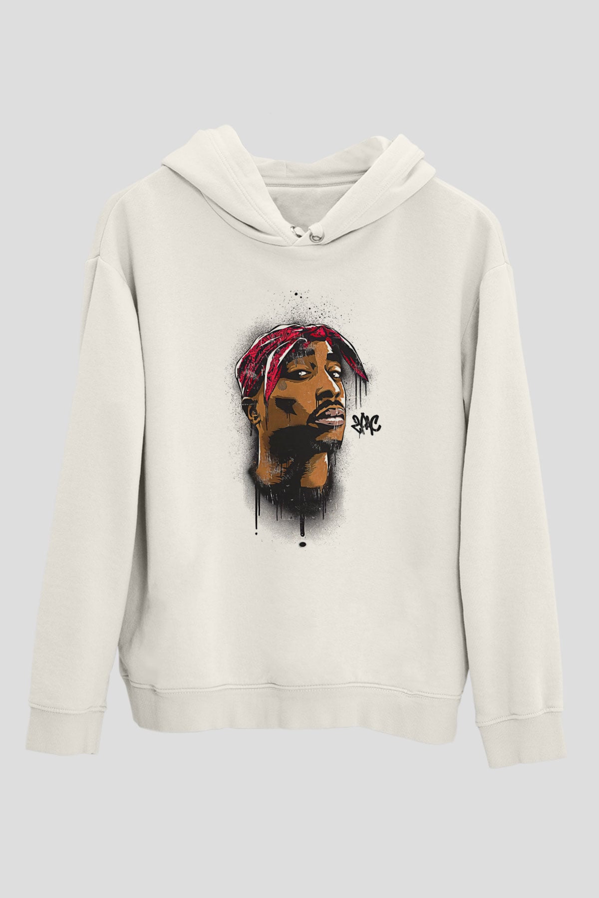 West Side Connection Baskılı Beyaz Unisex Kapüşonlu Sweatshirt