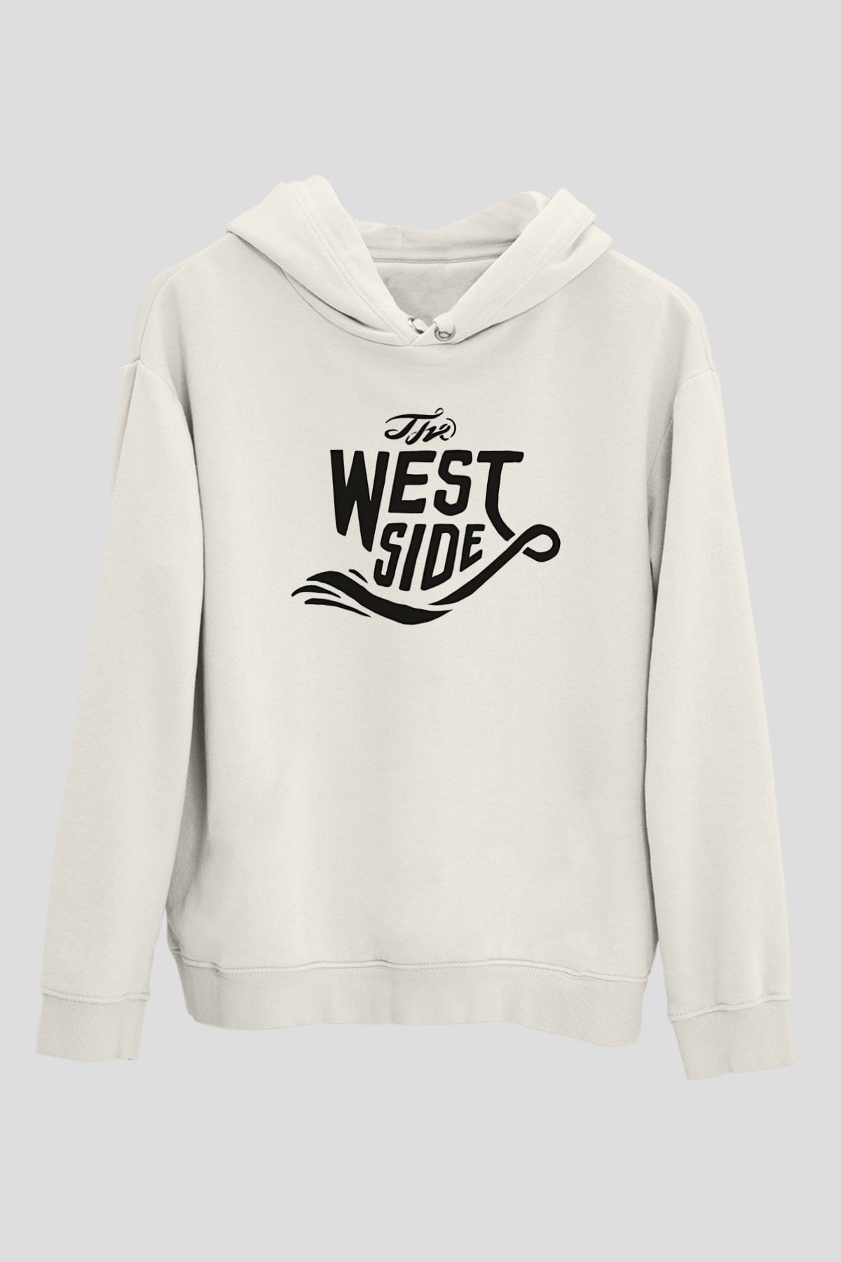 West Side Connection Baskılı Beyaz Unisex Kapüşonlu Sweatshirt