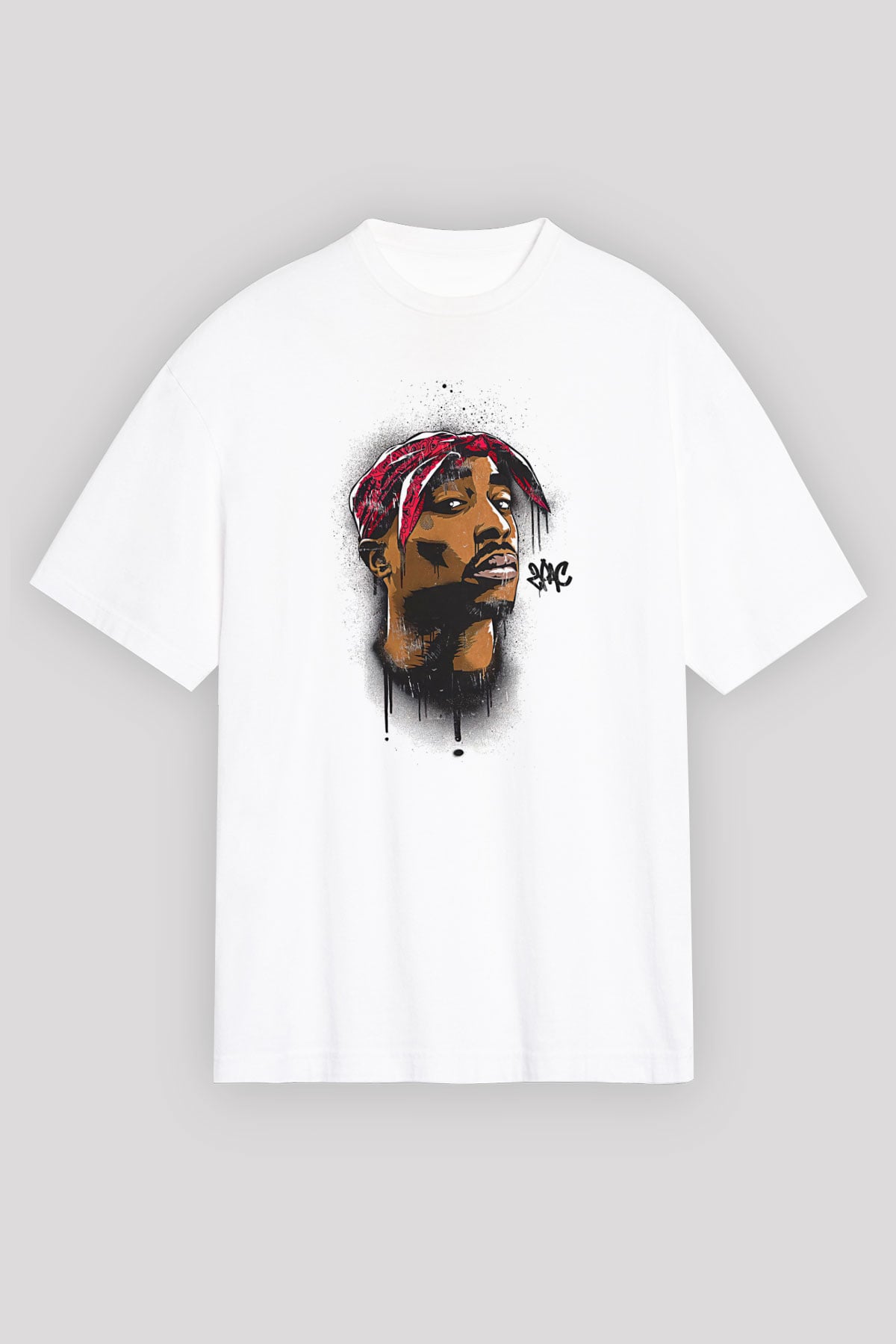 West Side Connection Baskılı Beyaz Unisex Oversize Tişört - Tshirt