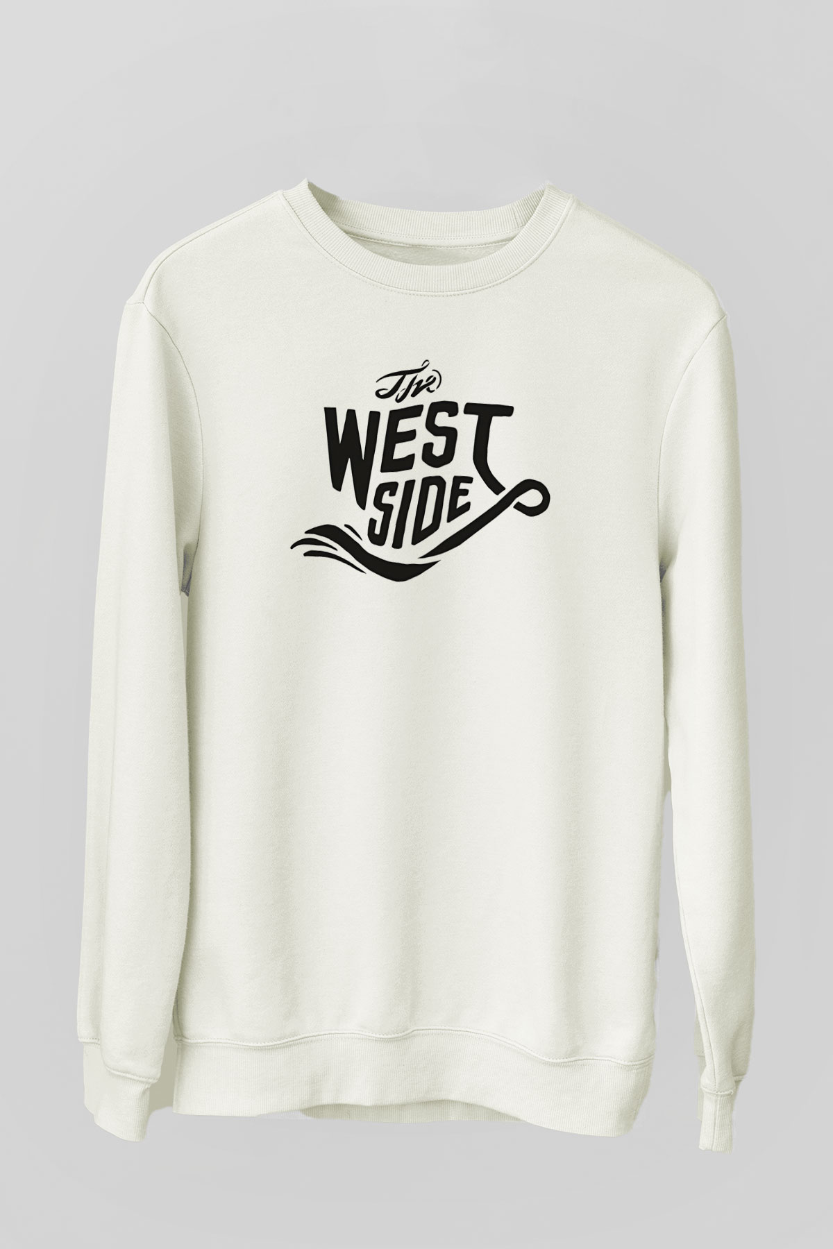 West Side Connection Baskılı Beyaz Unisex Sweatshirt