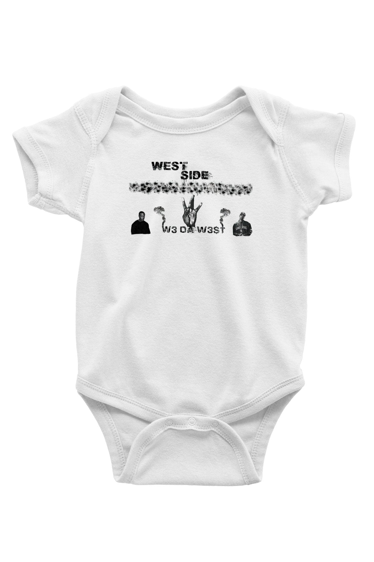 West Side Connection Baskılı Beyaz Unisex Bebek Body - Zıbın