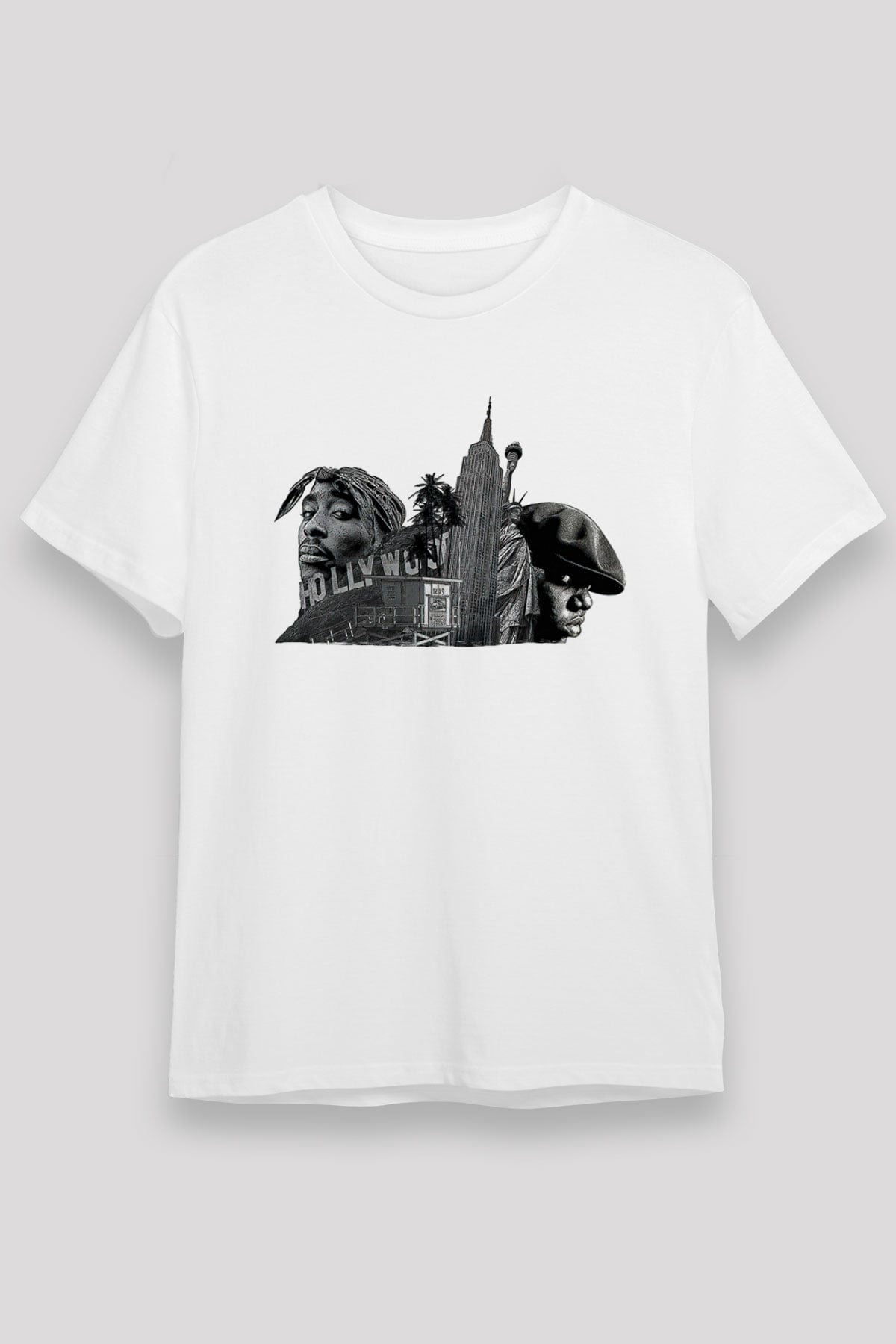 West Side Connection Baskılı Unisex Beyaz Tişört - Tshirt
