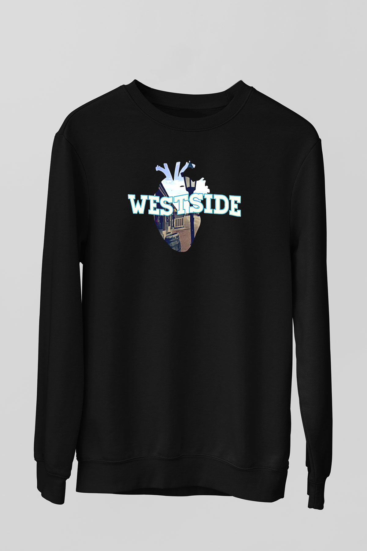 West Side Connection Baskılı Unisex Siyah Sweatshirt