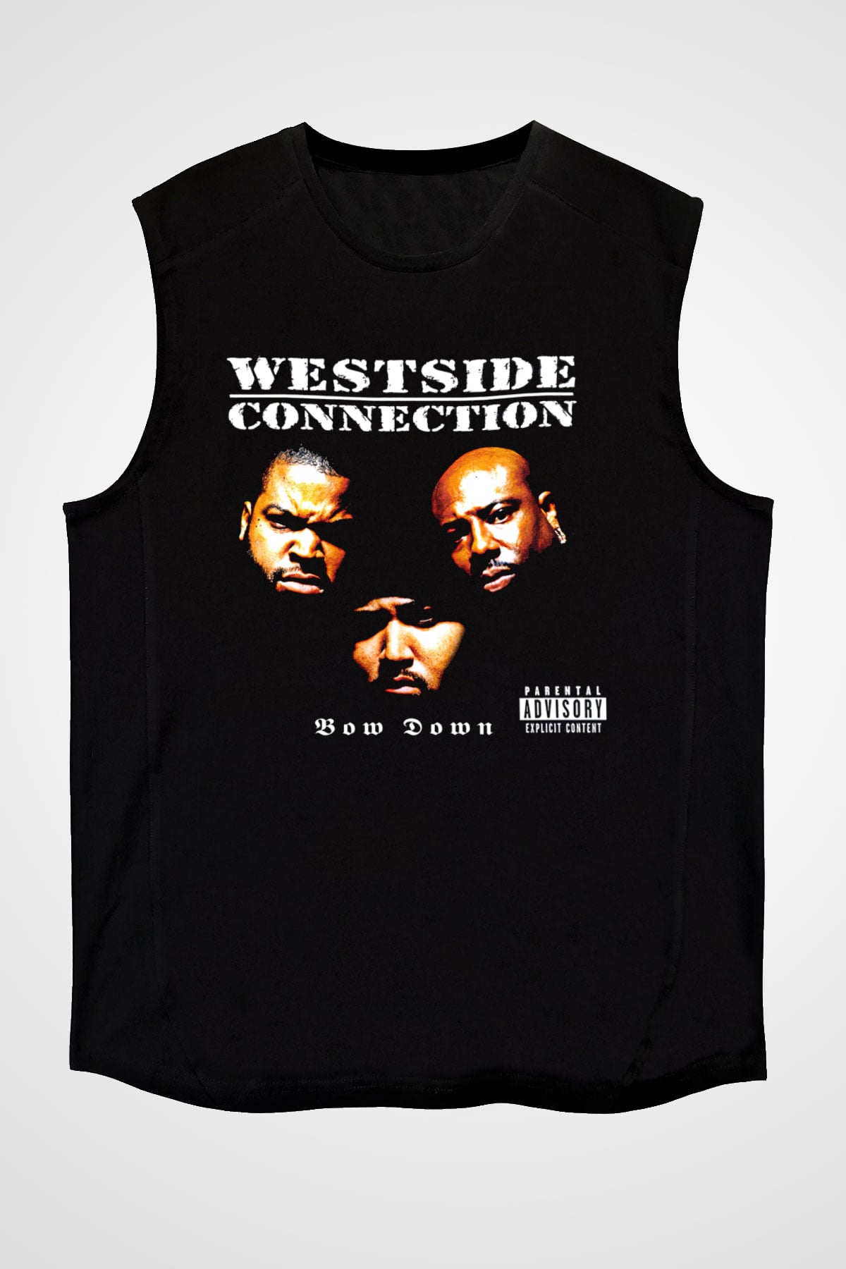 West Side Connection Baskılı Unisex Siyah Kolsuz Tişört - Tshirt
