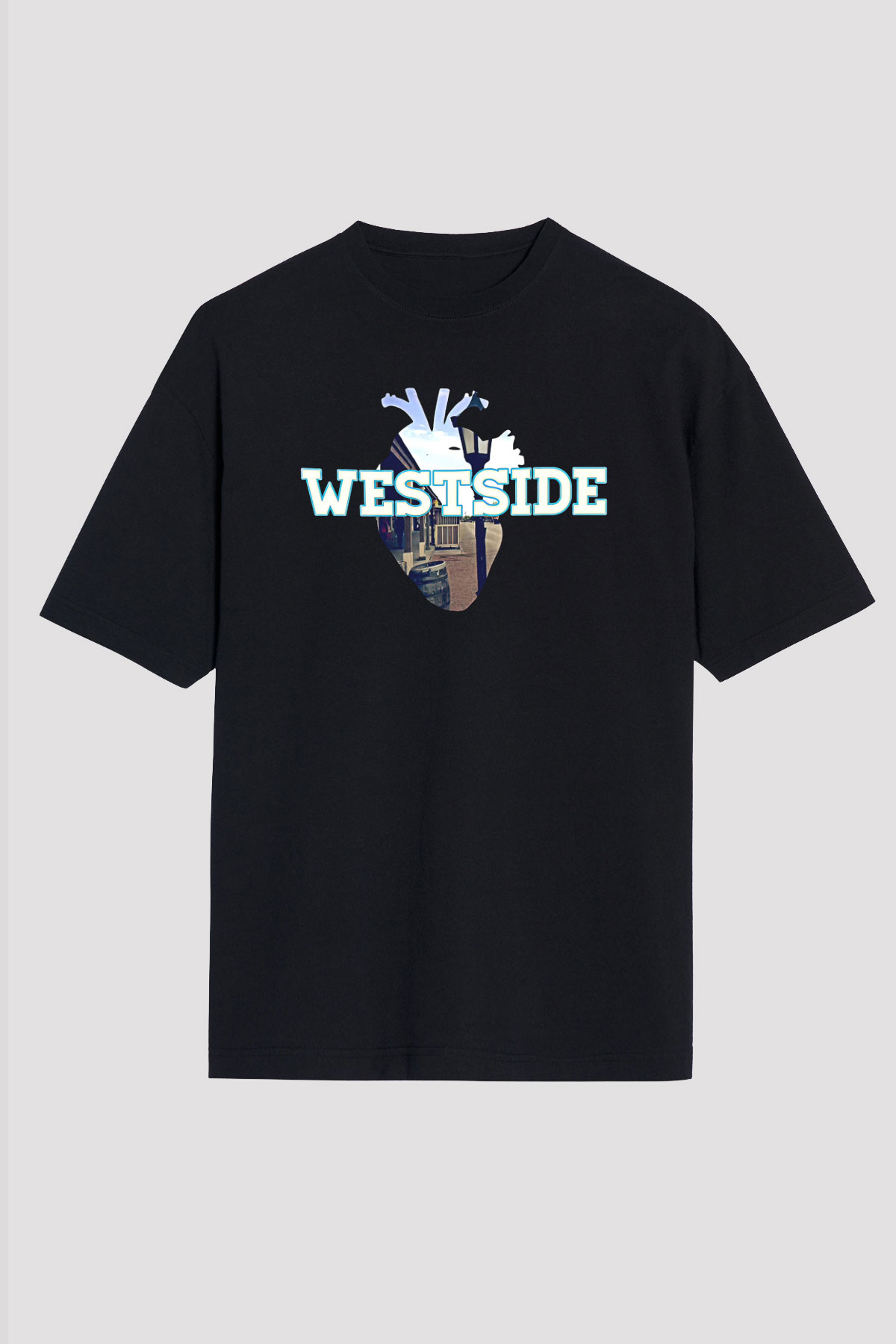 West Side Connection Baskılı Unisex Siyah Oversize Tişört - Tshirt
