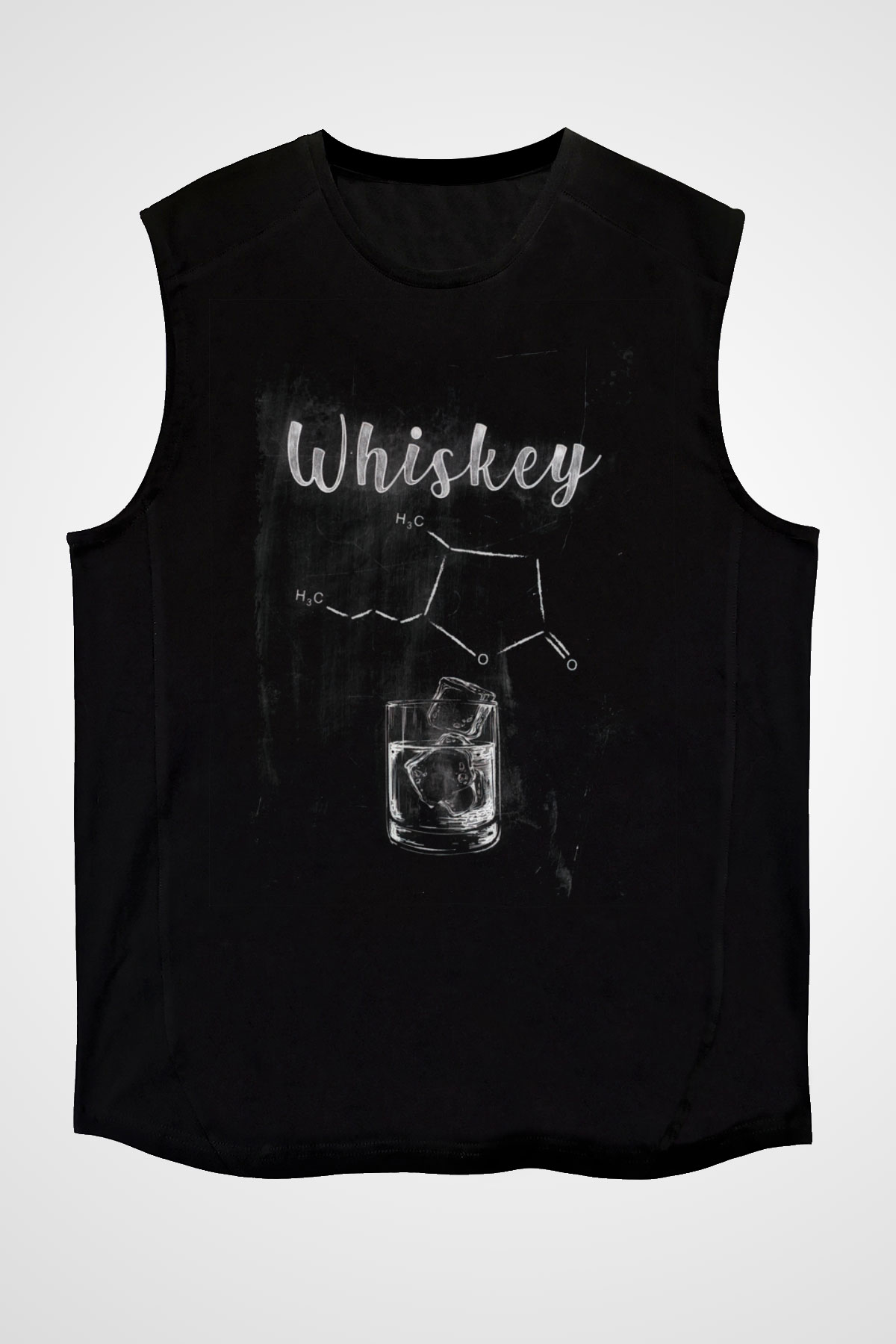 Whiskey Baskılı Unisex Siyah  Kolsuz Tişört