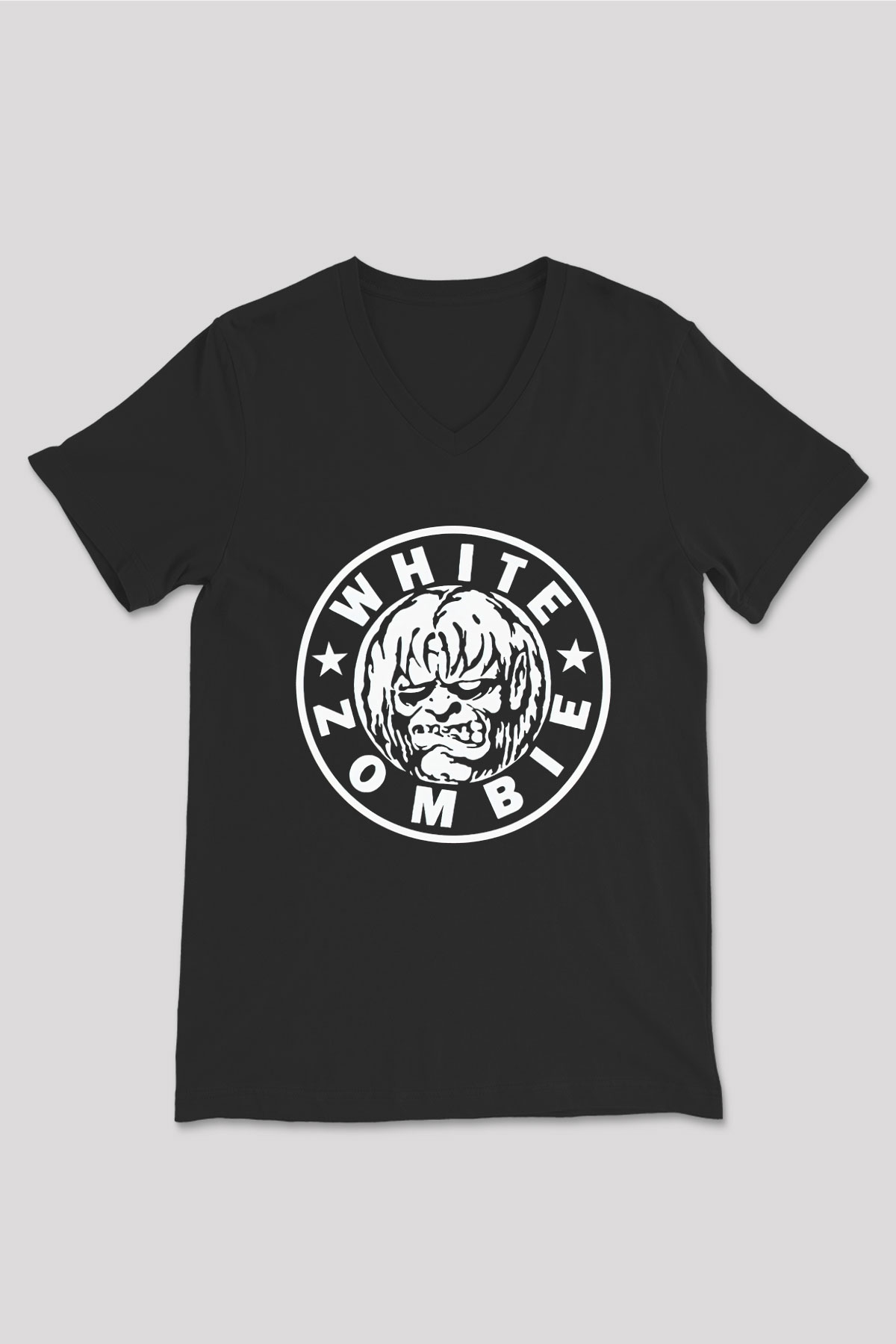 White Zombie Siyah Unisex V Yaka Tişört T-Shirt