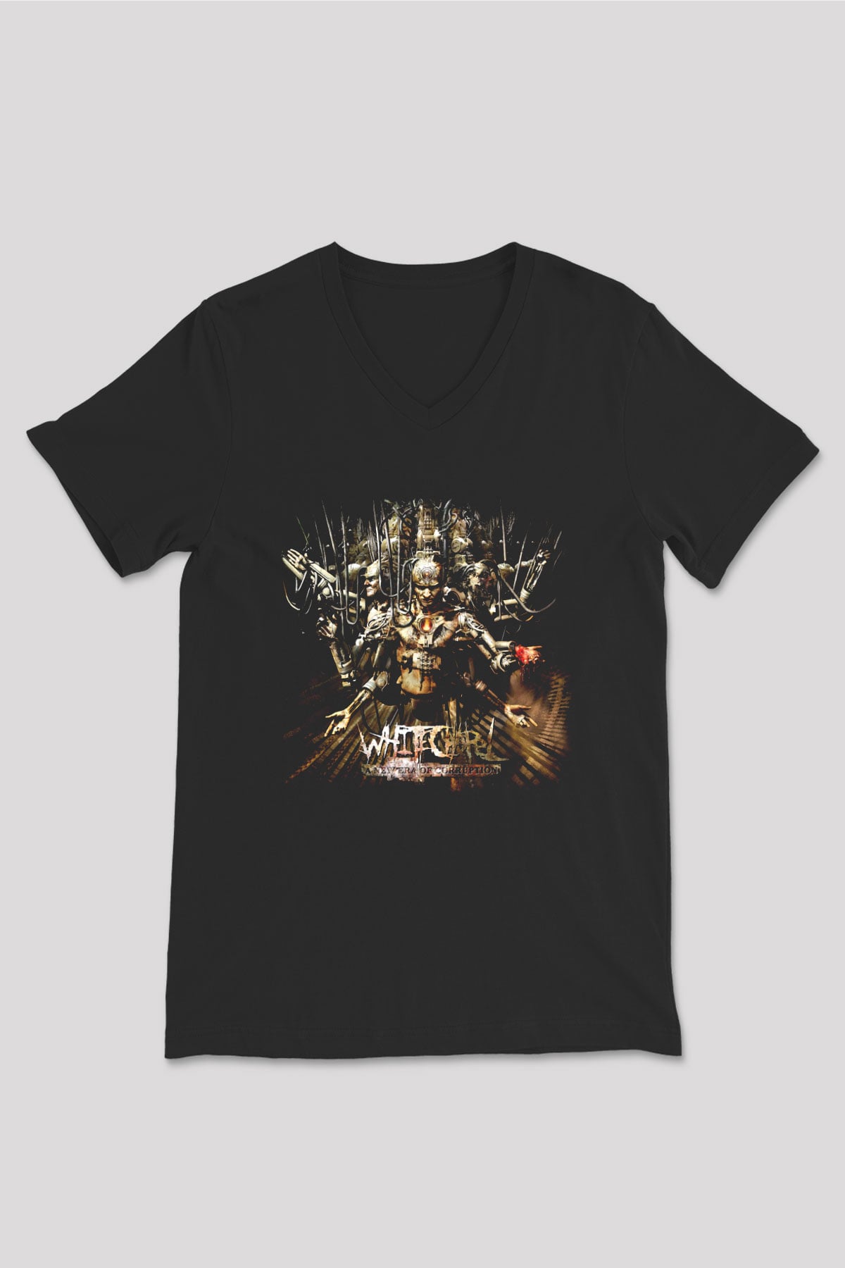 Whitechapel Siyah Unisex V Yaka Tişört T-Shirt