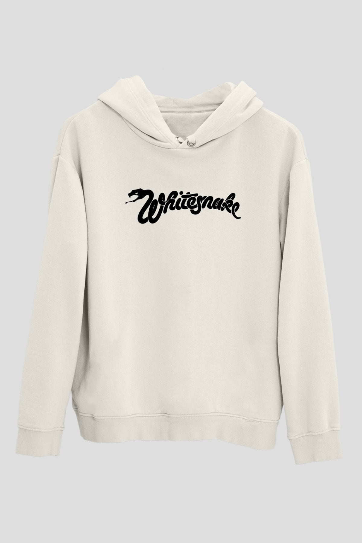 Whitesnake Baskılı Beyaz Unisex Kapüşonlu Sweatshirt
