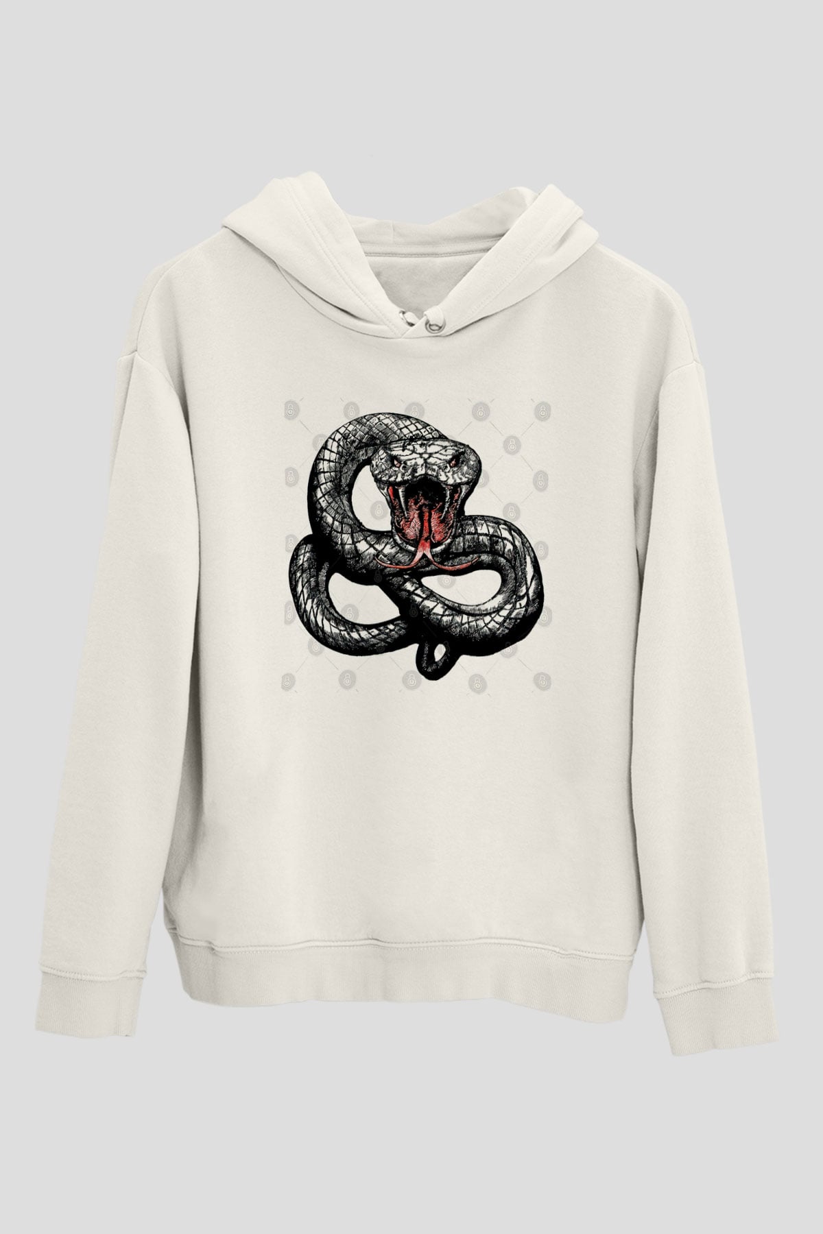 Whitesnake Baskılı Beyaz Unisex Kapüşonlu Sweatshirt