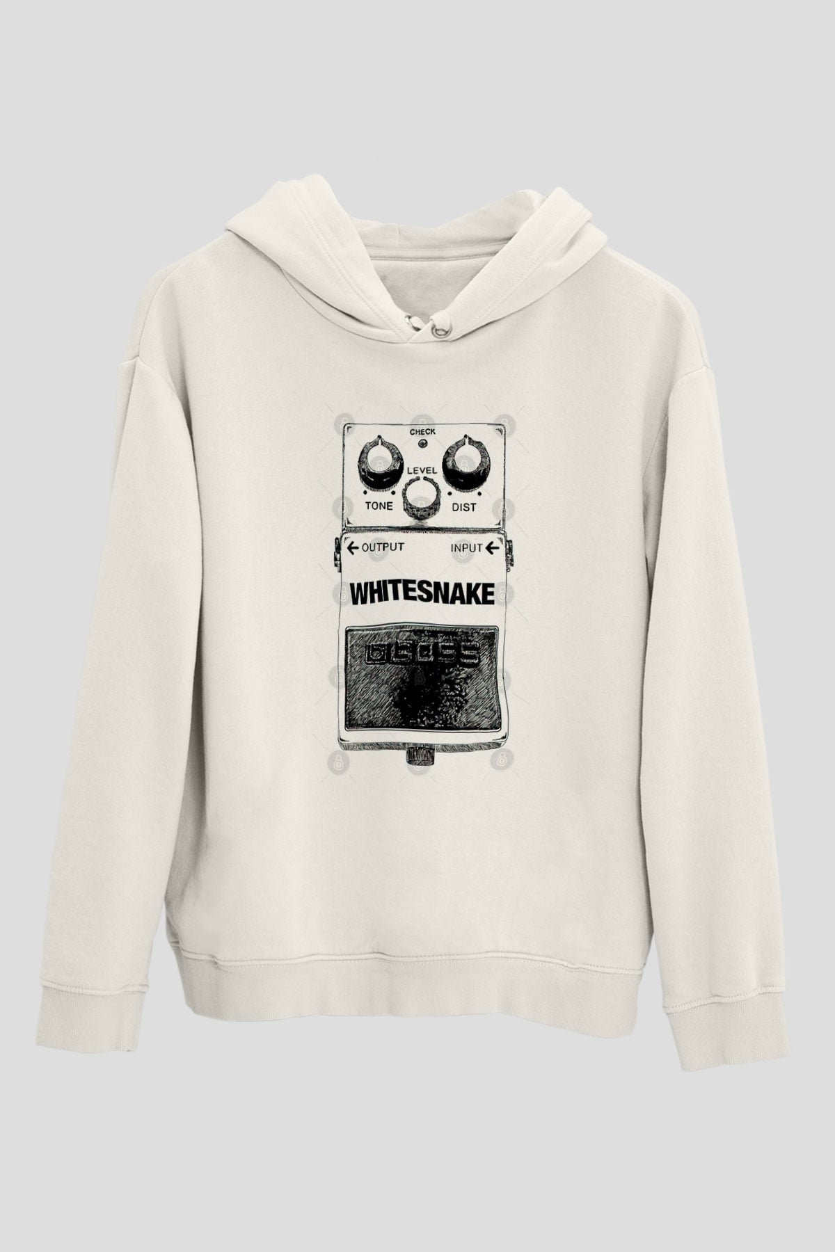 Whitesnake Baskılı Beyaz Unisex Kapüşonlu Sweatshirt