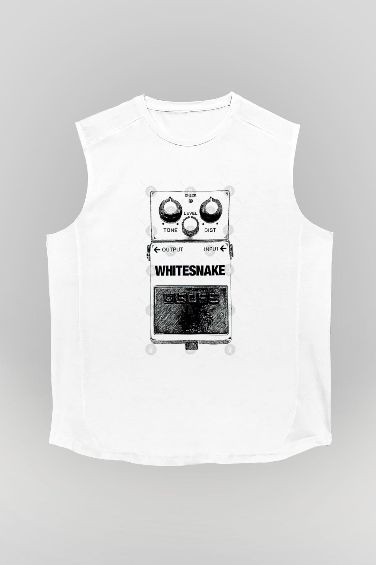 Whitesnake Baskılı Beyaz Unisex Kolsuz Tişört - Tshirt