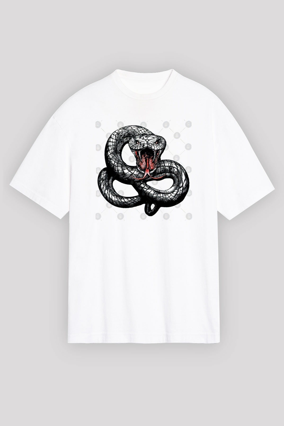 Whitesnake Baskılı Beyaz Unisex Oversize Tişört - Tshirt