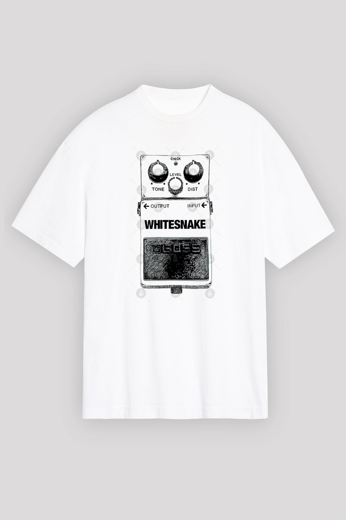 Whitesnake Baskılı Beyaz Unisex Oversize Tişört - Tshirt