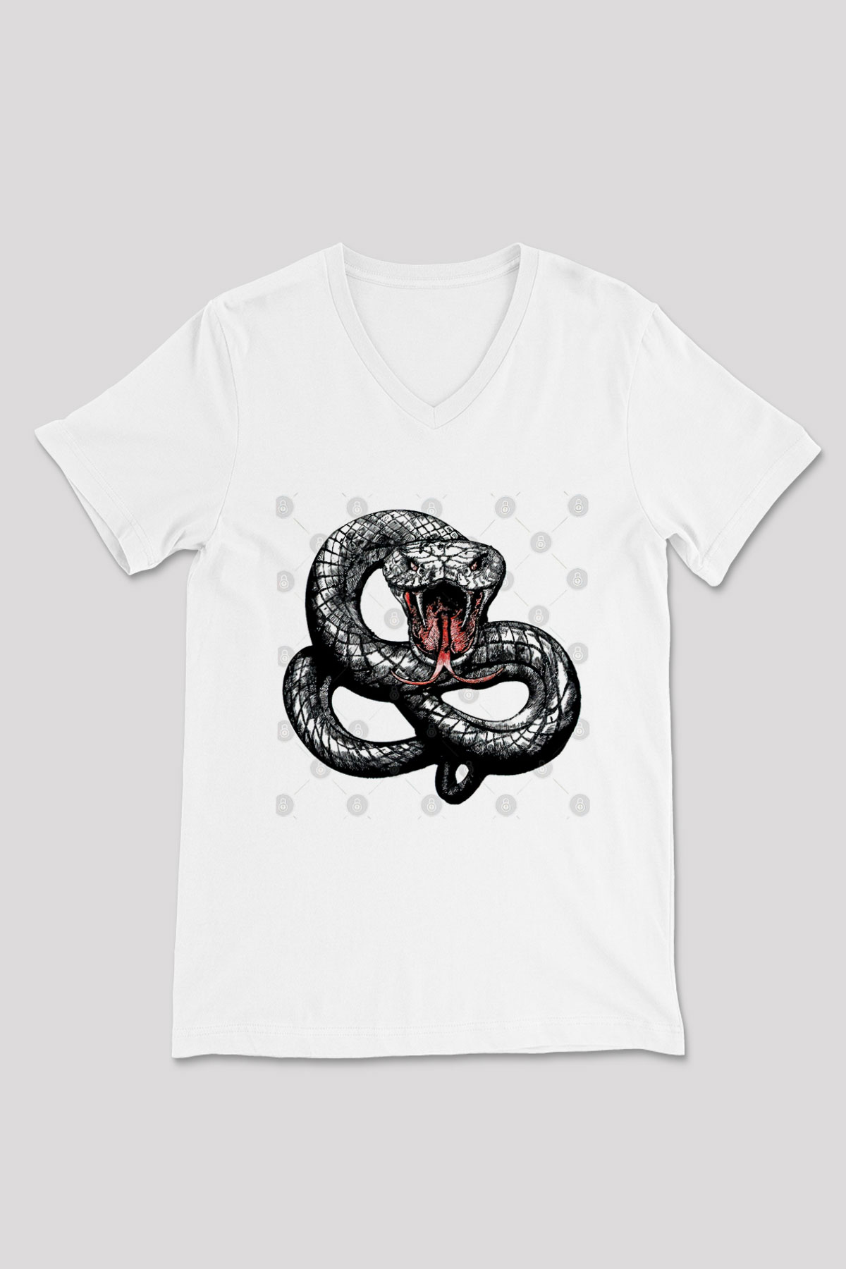 Whitesnake Baskılı Beyaz Unisex V Yaka Tişört - Tshirt