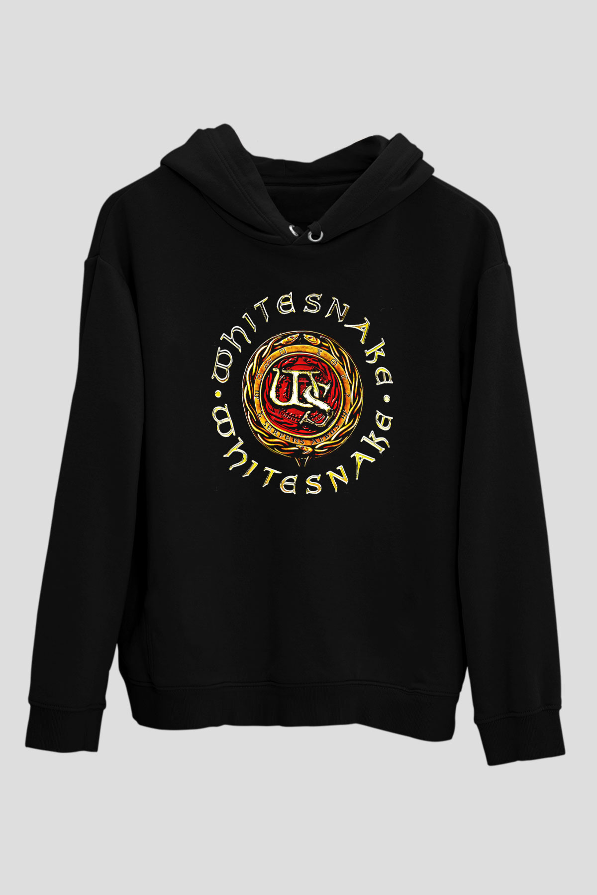 Whitesnake Baskılı Unisex Siyah Kapüşonlu Sweatshirt