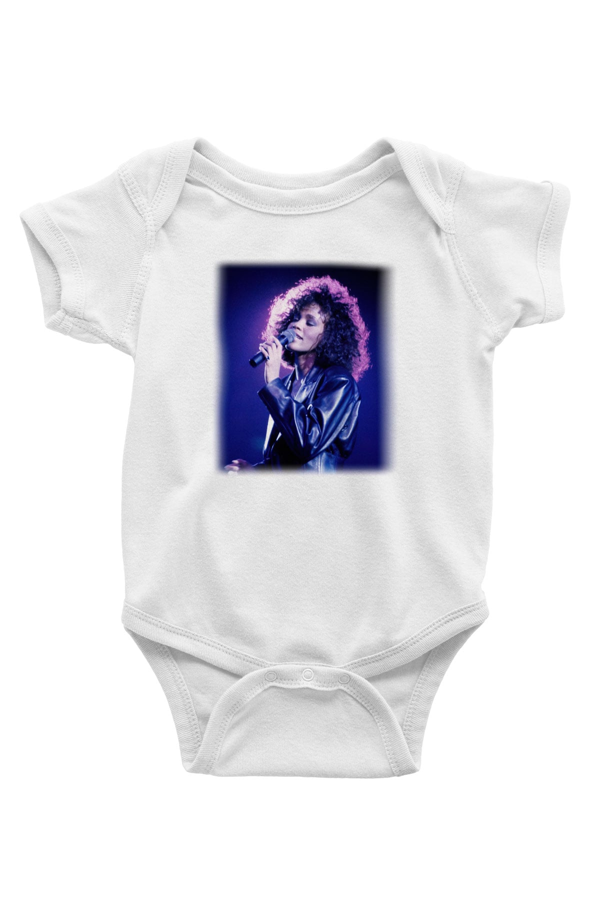 Whitney Houston Baskılı Beyaz Unisex Bebek Body - Zıbın