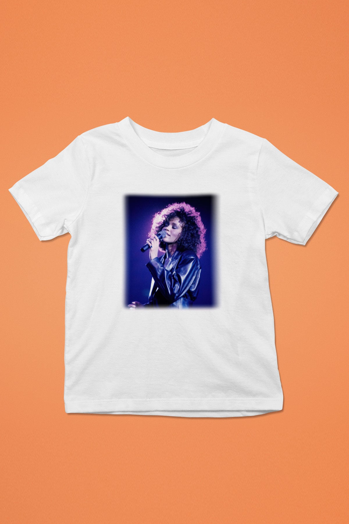 Whitney Houston Baskılı Beyaz Unisex Çocuk Tişört