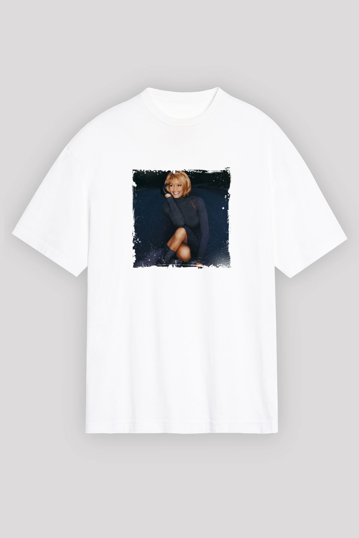 Whitney Houston Baskılı Unisex Beyaz Tişört