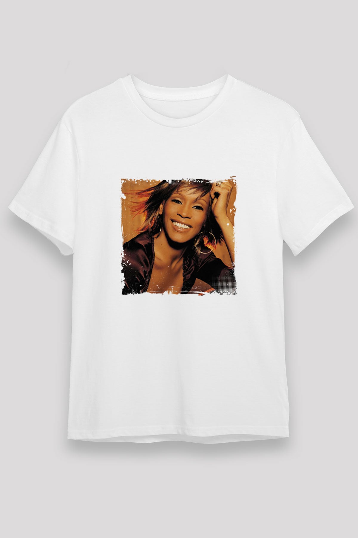 Whitney Houston Baskılı Unisex Beyaz Tişört