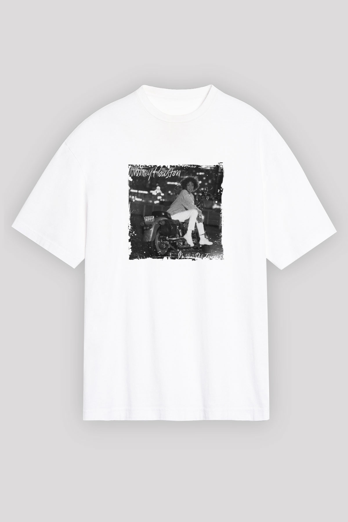 Whitney Houston Baskılı Unisex Beyaz Tişört