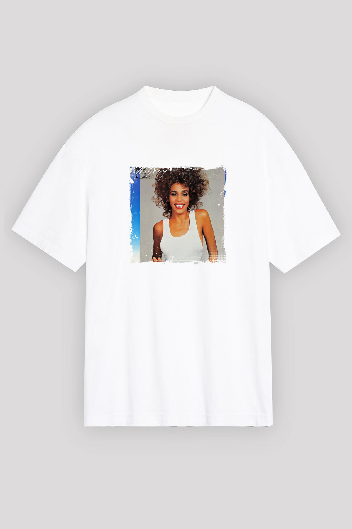 Whitney Houston Baskılı Unisex Beyaz Tişört