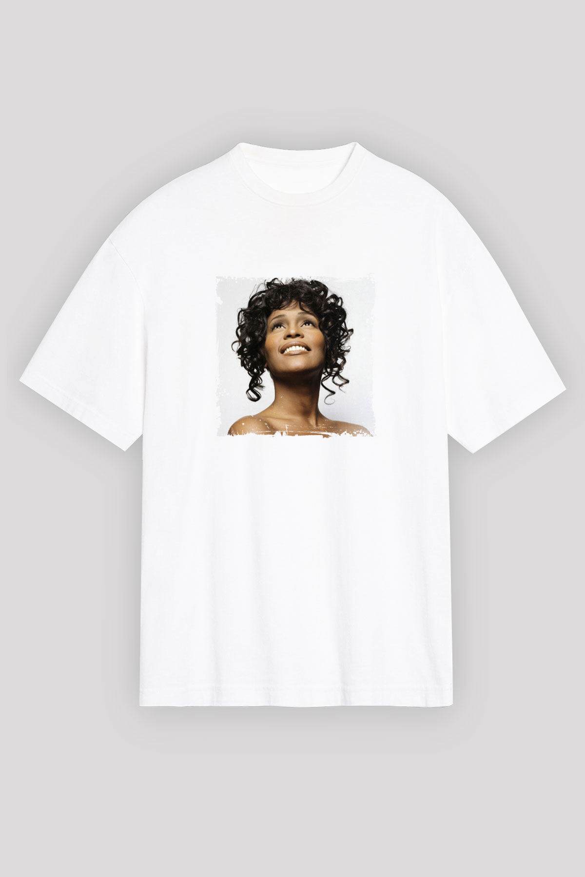 Whitney Houston Baskılı Unisex Beyaz Tişört