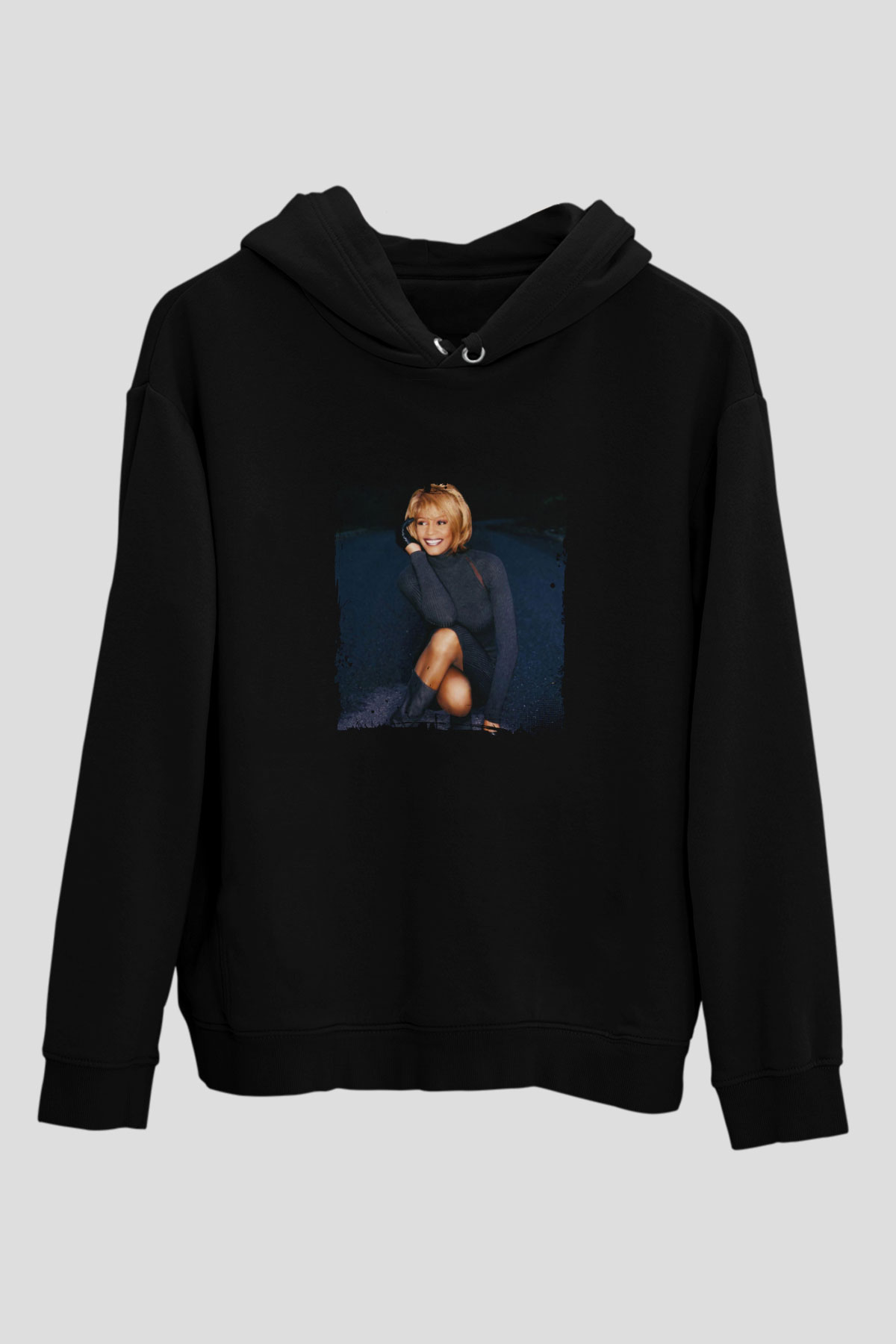 Whitney Houston Baskılı Unisex Siyah Hoodie