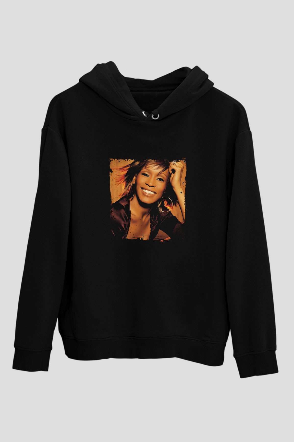 Whitney Houston Baskılı Unisex Siyah Hoodie