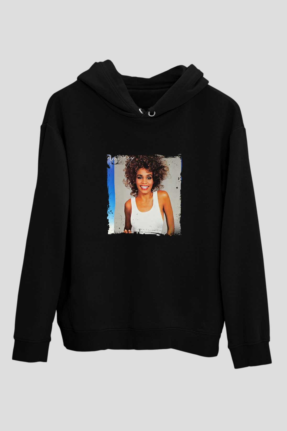 Whitney Houston Baskılı Unisex Siyah Hoodie