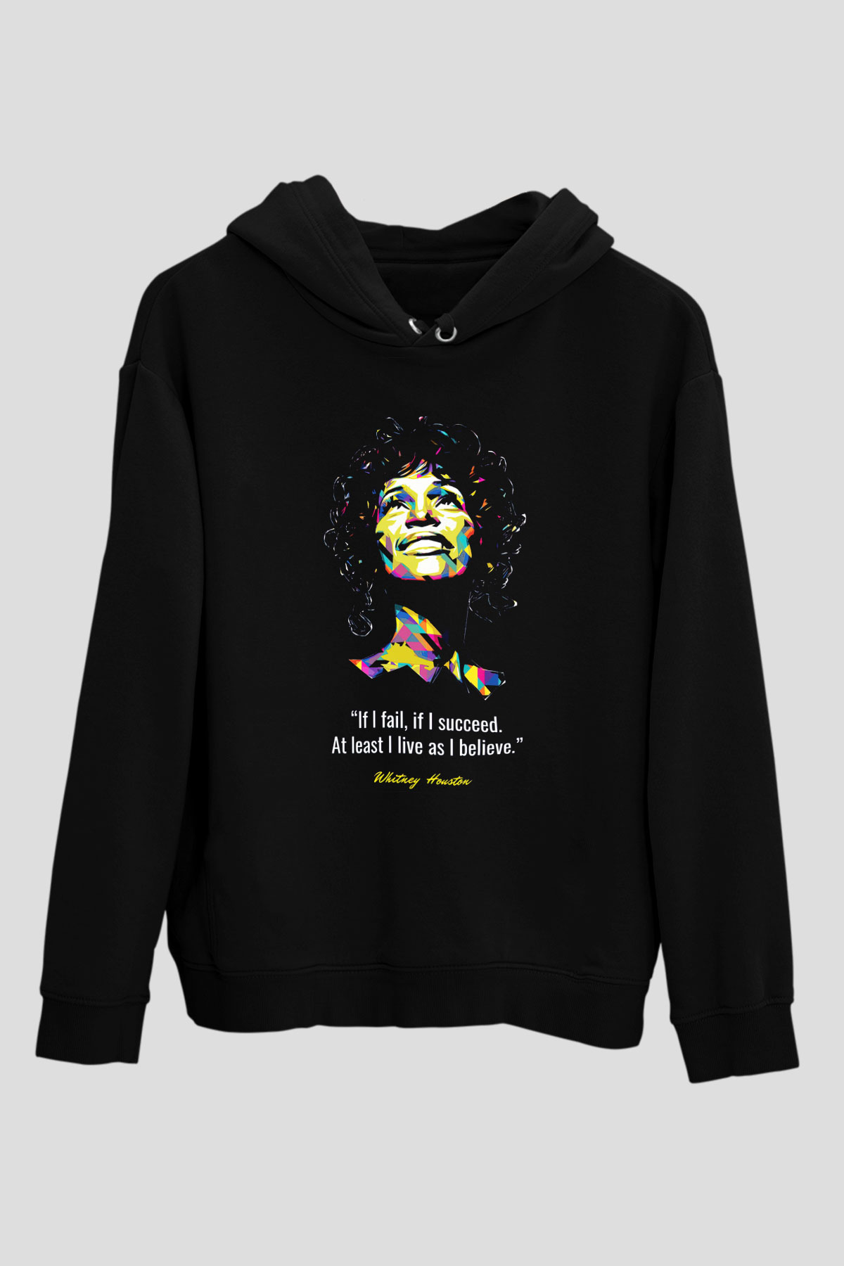 Whitney Houston Siyah Unisex Kapüşonlu Sweatshirt